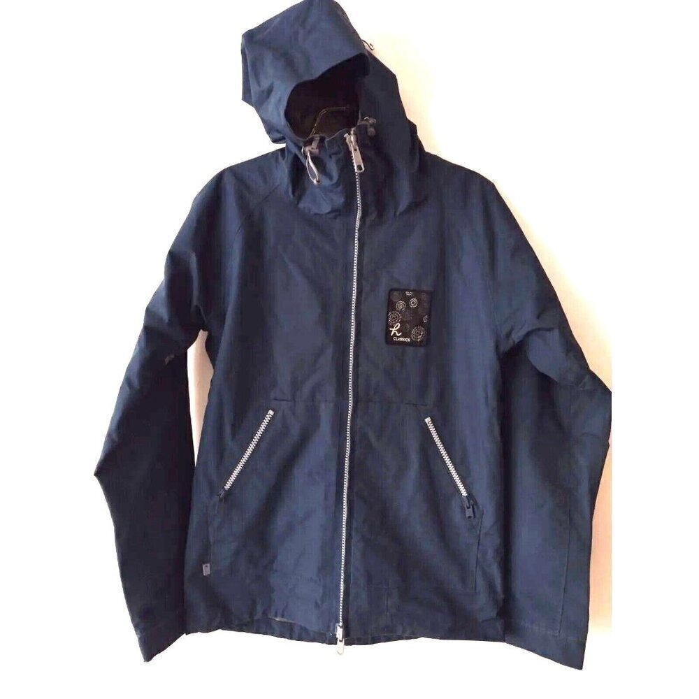 H Classics Hiking Jacket Women's Size Small Full Zip Blue Hooded Windbreaker